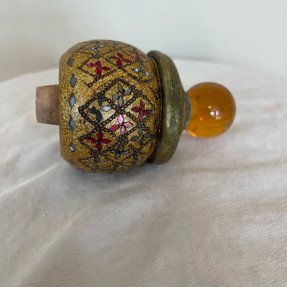 Glass Brass Inlay Cork Vintage Jewels Rare Colors Wine Bottle Colored Rare Cap - Picture 2 of 6